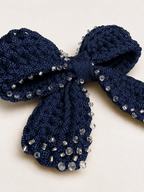 Fermaglio per capelli all’uncinetto — Blu Navy con perline in vetro