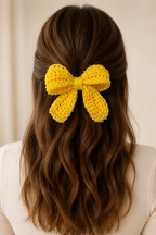 Fermaglio per capelli all’uncinetto — Giallo con perline