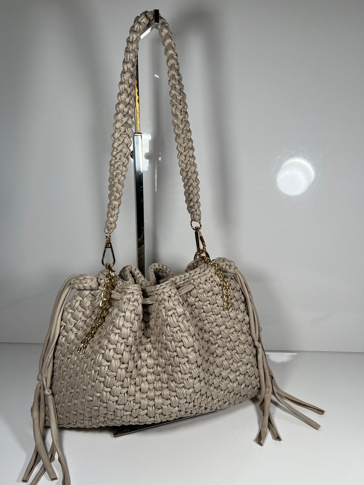 Borsa all’uncinetto DUST – Large in colore Tortora |