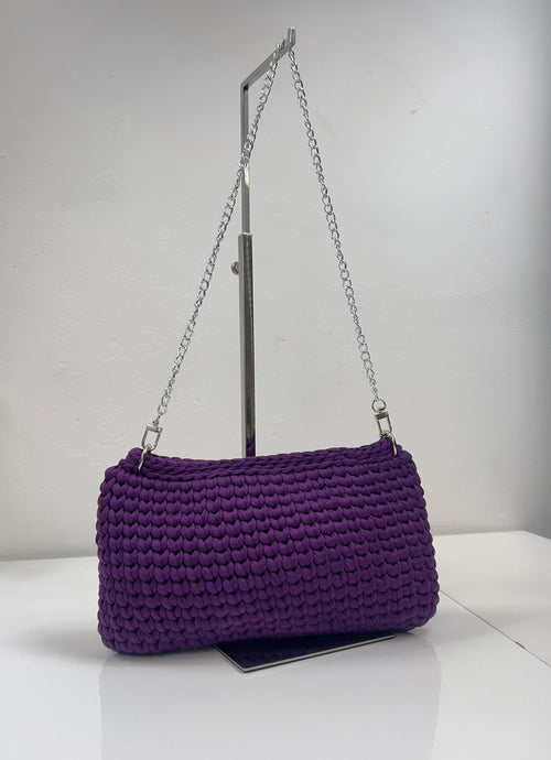 Clio Midì Loopéa viola, borsa in fettuccia fatta a mano — foto 1