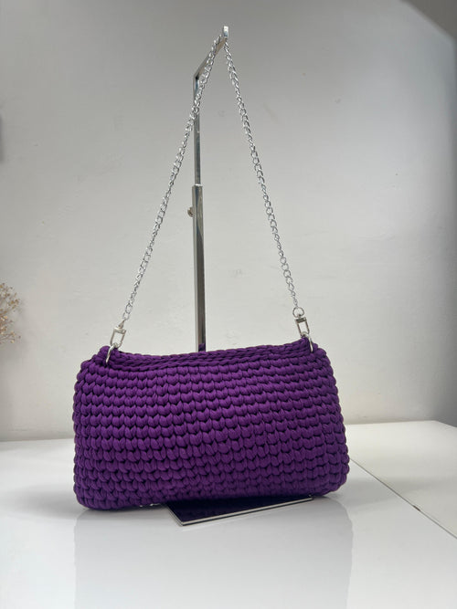 Clio Midì Loopéa viola, borsa in fettuccia fatta a mano — foto 2